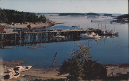 Wharf Fishing Village, Bay of Fundy New Brunswick Canada Original Vintage Postcard