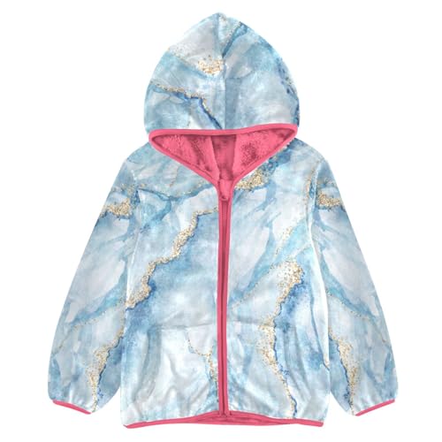 GuoChe Abstract White Blue Marble Vintage Gold Boys Fleece Jacket