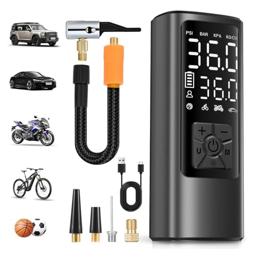 HOVVIDA Compressore Aria Portatile, Compressore Portatile, Compressore Portatile Moto, 150 PSI (10,3 Bar) 5V, Inflazione Rapida, Spegnimento Automatico, LED, per Auto, Moto, Bicicletta, Palla