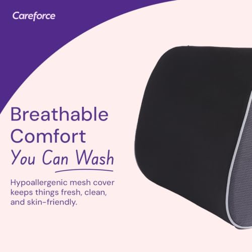 Image of Careforce Lumbar Support Cushion Orthopedic Back Rest Pillow Memory Foam Cushion for Office Chair, Car & Home Ergonomic Back Support for Pain Relief, Posture Correction & Spine Alignment, S
