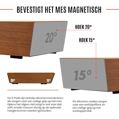 Messenslijper met rolmechanisme - Professionele messenslijper voor keukenmessen - Messenslijpen met magnetische hoekondersteuning (15° en 20°) - Luxe slijpen - Afbeelding 4