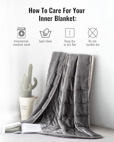 Uttermara Weighted Blanket Queen Size 15lbs 60x80 Inches, Sherpa Weighted Blankets for Adult, Soft Warm Sherpa & Cozy Fleece, Heavy Blanket for Calming and Sleep, Grey