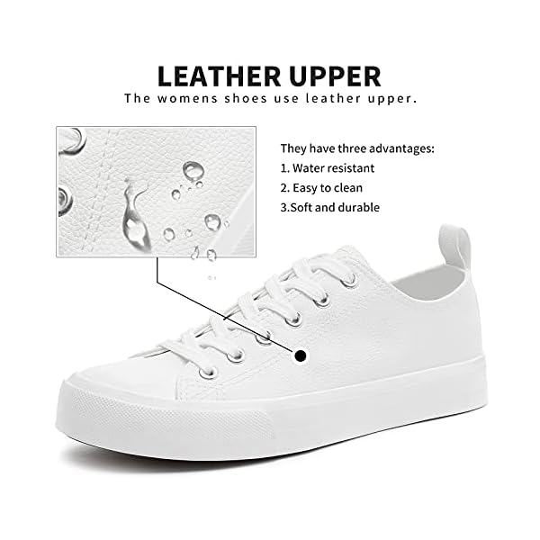 FRACORA Women's PU Leather Tennis Shoes Low Top lace up Casual Shoes Comfortable Fashion Sneaker