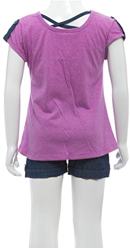Image of ToBeInStyle Girl's Two Piece Summer Set Cute Tee Top and Matching Shorts Adorable Outfit