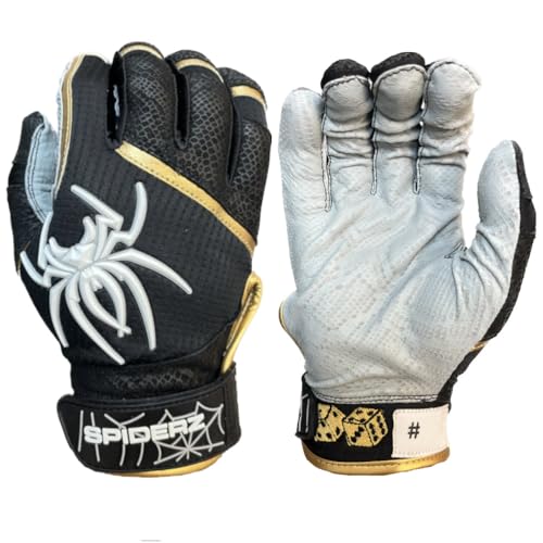 Spiderz 2024 PRO Adult Baseball/Softball Batting Gloves, Small, Sin City