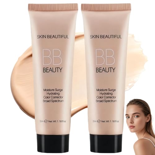 2 PCS BB Cream Foundation,Full Coverage Foundation,Color Correcting Cream,BB Crea/m Tinted Moisturiser Foundatio/n,Concealer & Tinted Moisturiser,Skin Tint Foundatio/n,Evens Skin Tone(Natural color)