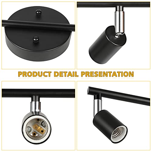 Unicozin 6-Light Track Lighting Kit, Flexible Foldable Arms And Rotatable Light Heads, E26 Base Black Ceiling Spot Light Perfect For Bedroom, Kitchen, Hallway, Bulbs Not Included #TOP3