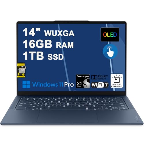 Image of Lenovo Yoga Slim 7X Laptop 14 inch WUXGA OLED Touch (100% DCI-P3, 400nits) 6-core Snapdragon X2 Plus (Up to 80 Tops) 16GB RAM 1TB SSD Backlit for Creator Designer Business Professional Win11Pro ICP Hub