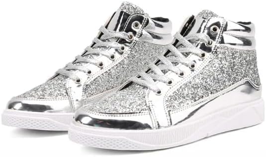 Generico Sneakers Alte con Paillettes Dorate