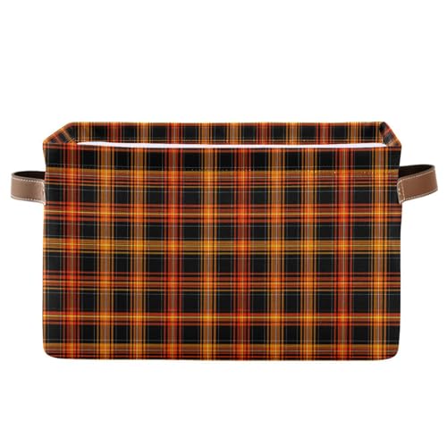 decor gift storage baskets Classic Plaid Fluorescent Orange Foldable and