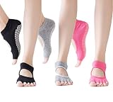 3 Pairs Non Slip Yoga Socks for Women Toeless Half Toe Socks for Ballet Pilates Barre Bikram Workout