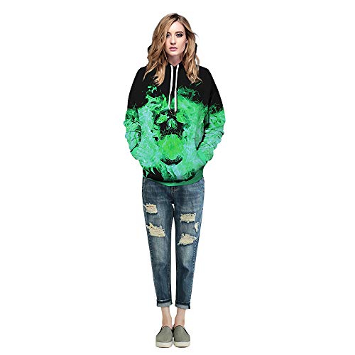 Owmmiz Unisex Hoodies Novelty Print 3D Patternv Hooded Pullover Sweatshirt With Pocket Green Large-X-Large #TOP3