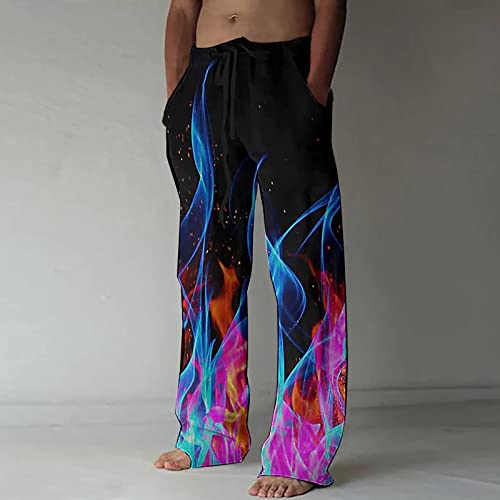 Pants For Men, Linen Pants Mens Black Mens Sleep Pants Lounge Men Summer Lightweight Cotton Linen Mens Grey Pants Yoga Ment White Beach Men's Relaxed Fit Purple,Xxl #TOP2