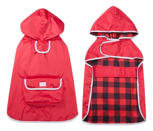 Dog Raincoat Waterproof Hooded Dog Rain Jackets Lightweight Packable Rainponch Outdoor Reflective Raincoat for small medium dog puppies,with Portable pouch-Red-M Dog Raincoat Waterproof Hooded Dog Rain Jackets Lightweight Packable Rainponch Outdoor Reflective Raincoat for small medium dog puppies,with Portable pouch-Red-M
