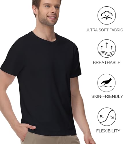 wirarpa Men's Cotton T-Shirt Short Sleeve Crew Neck Classic Undershirts for Men 2 Pack2