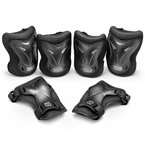 Xootz Kids Pad Set 6-teiliges Knie-, Ellenbogen- und Handgelenkschutz-Set für Skateboarden, Roller und Skating, Alter 3-14 Jahre, Schwarz Cover