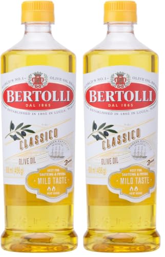 Image of Bertolli Classico Olive Oil- Pure Olive Oil- All purpose cooking oil- Mild Taste-Grilling, Roasting-Italian Brand World no 1- From the makers of Figaro- 500ml Bottle (Pack of 2)