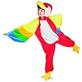 Boland - Kinderkostüm Papagei Plüsch, Flügel, Schnabel, Reisverschluss vorne, Taschen, Karneval, Fasching, Mottoparty, Verkleidung, Theater