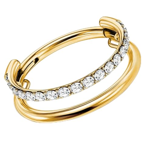 BelleVive G23 Titan Knorpelohrring gestapelter Clicker 16G CZ Doppel-/Dreifach-Septumringe Conch-Piercingschmuck Tragus Helix-Ohrringe Nasenringe Creolen für Frauen Gold 12 mm
