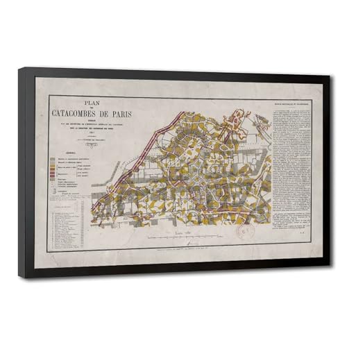 Catacombes de Paris impression toile 1857 cadre suspendu déco noir blanc