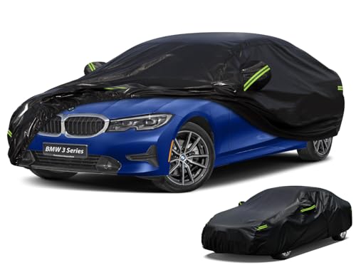 Image of Kaugung Car Cover Custom fit BMW 3 Series G20 320i 325i 328i (2018-2025), 7 Layers Windproof All Weather Waterproof Outdoor Cover Sun Rain UV Dust Snow Protection. Silver