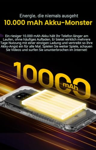 Ulefone Power Armor 14 PRO Outdoor Smartphone ohne Vertrag Android 12,10000mAh Akku, Helio G85 6GB...