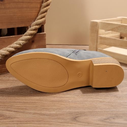 Botines de piel con tacón de ante y puntera puntiaguda para mujer 6