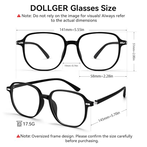 Image of Dollger Blue Light Glasses for Women Oversized Square BlueLight Blocking Big Frames Stylish Eyeglasses