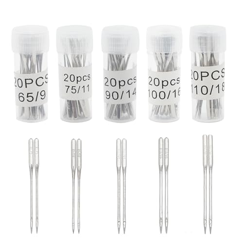 WOLVINA 100pcs High-Performance Sewing Machine Needle Set - Widely Compatible, Includes Denim & Leather Needles for Domestic & Heavy-Duty Machines (Multiple Sizes)