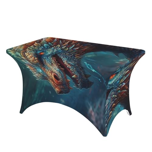 Nappe rectangulaire stretch 1,2m en élasthanne robuste imprimé artistique - 2