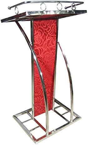 Podium Lectern (Lecture Stand) Presentation Dias Stand for Offices, School, Church, Public Speech & Conferences. Made-up Stainless - Steel Color Royal Red - Height 4 FT X 1.5 FT Width.