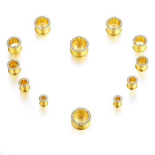 image for WBRWP Unisex Women and Men 2pcs Hollow Gold Stainless Steel with Zirco