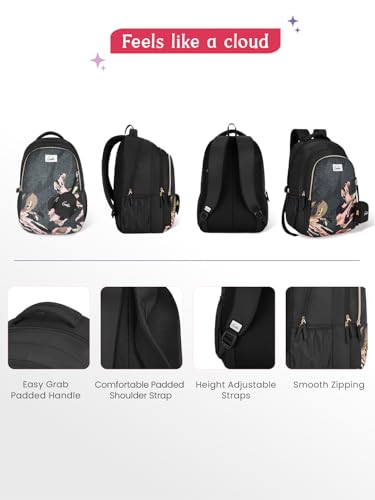 Image of Genie Seabloom Laptop Backpack for Girls (36L) | Stylish Office, College & Travel Laptop Backpack | Multi-Compartment, Lightweight, Ergonomic Straps | Black