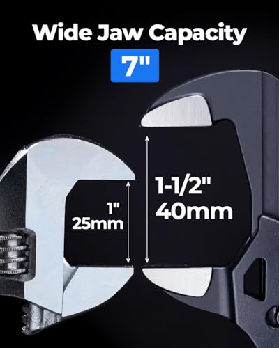 toolant 7-INCH Plier Wrench, CR-V Construction Adjustable Wrench With Pouch, Black Finish Smooth Jaw Pliers, Parallel Jaws with Comfortable Grips, Suitable for All Types of Nuts, Water Pipes, etc
