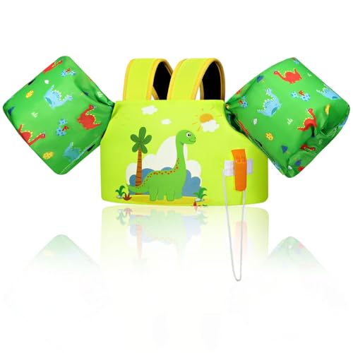 Image of Moko Swim Arm Band for Kids 20-30-40-50lbs, Clearance Toddler Swim Vest Cute Cartoon Swimming Wings Pool Floats Sleeve Children Water Sports Learning Swim Training Equipment, Yellow & Green