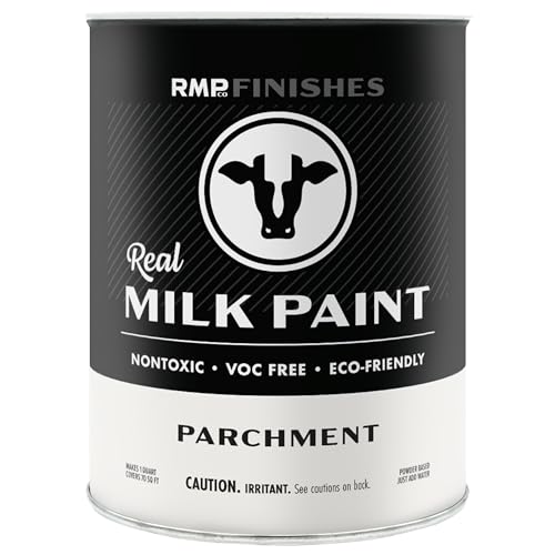 RMP Finishes Real Milk Paint Powder for Wood Furniture Cabinets Walls Brick and Stone Matte Finish Water-Based Organic Parchment 1 Quart