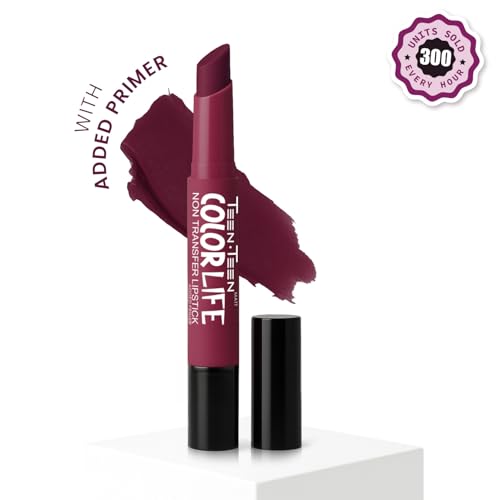 Image of TEEN.TEEN Color Life Nontransfer Crayon Lipstick | Matte Finish with Built-in Primer | Waterproof & Long Lasting Lip Color | Smudge-Proof, Fade-Resistant Formula | Rust-Red, 2gm