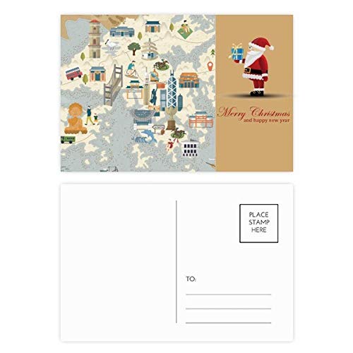 Cartes postales Père Noël Hong Kong lot de 20 pour éviter les voeux banals de fin d'année