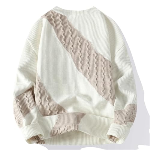 Mens Pullover Cable Sweater Casual Slim Patchwork Jumpers Crew Neck Knit Outdoor Warm Sweaters2