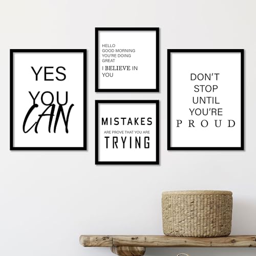 Image of kotart Motivational Quotes Posters with Frame for Home Decoration - Quotes Frame for Living Room Bedroom Office Room Decor - Painting for Wall Decoration - Pack of 4 (Art 7, Small (10x13 or 10x10 inch))