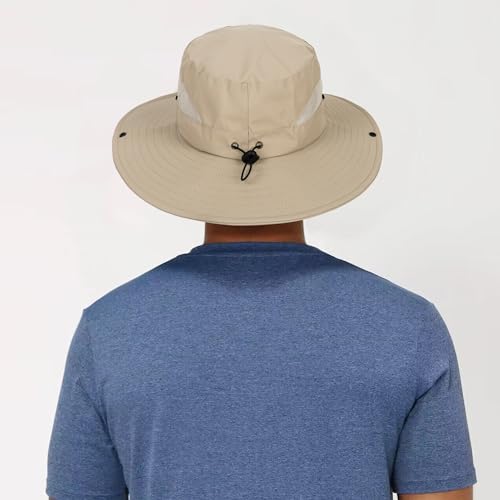 Chapéu de sol unissex de aba larga, FPS 50+, chapéu Boonie dobrável de verão com proteção UV, Bege,