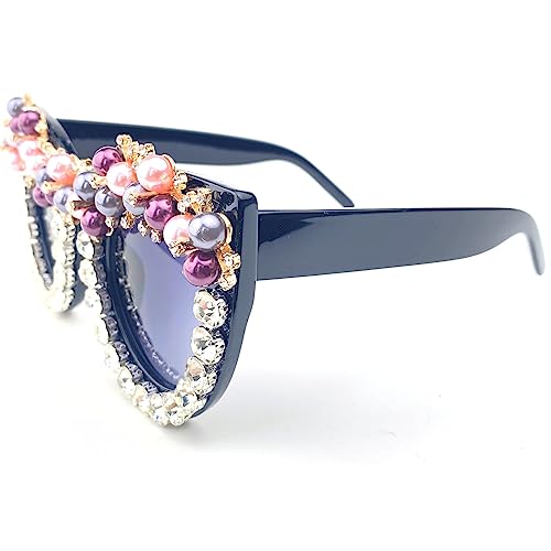 Oversized Vintage Pearl Cat Eye Sunglasses for Women Bling Crystal Rhinestone Sunglasses Cute Ladies Party Glasses4