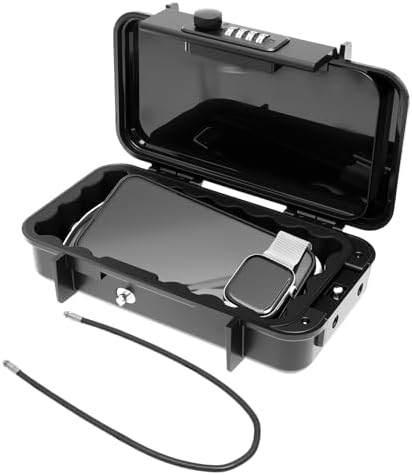 Portable Safe Travel Lock Box, Waterproof Combination Security Lock Box, Travel Outdoor Mini Safe Box, Anti Theft Lockable Box with Removable Wire Rope for Home, Office, Cars, Travel, Beach