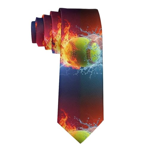 MZERSE Ties for Men Boys Wedding Dance Prom, Fashion Skinny Neck Tie Ice Water Fire Softballs