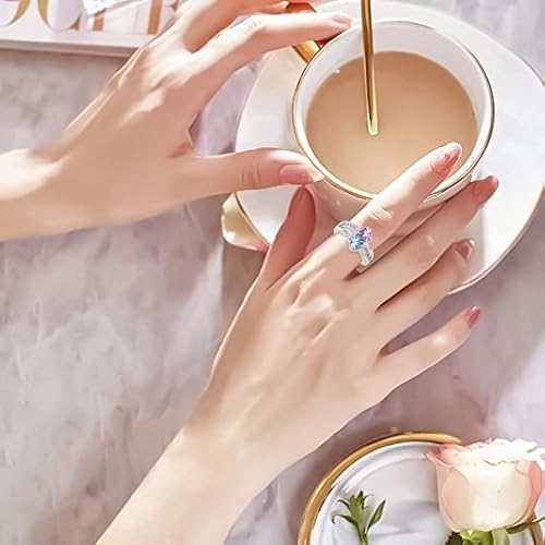 Dorunmo Personalized Mothers Ring 2 Birthstones Rings For Women Sterling Silver Promise Rings For Her Custom Name Ring Grandma Mother's Day Gifts #TOP4