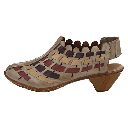 Image of Rieker 46778 Sina Women's Heels - Sling-Backs, Leather Upper, Hand-Woven Design, Anti-Stress Comfort, Flexible Sole, Secure Fit, and Timeless Everyday Style
