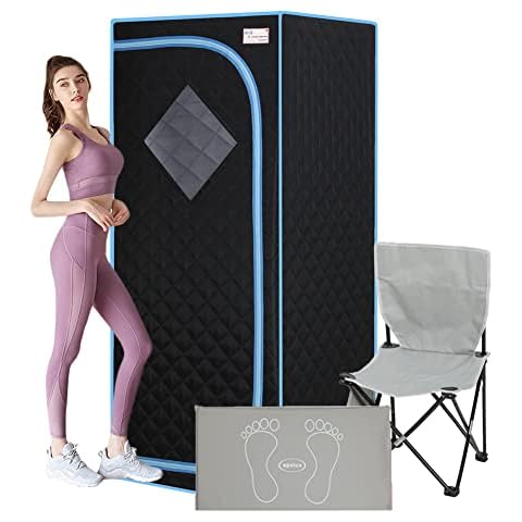 upstartech Portable Sauna,Infrared Saunas,Personal Sauna for Home,60 Minute Timer Time & Temperature Remote Control Sauna Box,Foldable Chair|Heating Foot Pad|Fcc Certified Cover