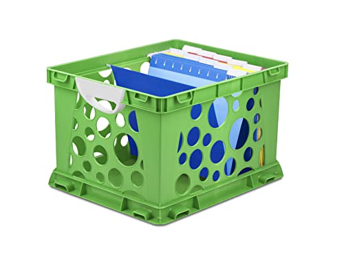 Storex Premium File Crate With Molded Handles – Letter And Legal Document And Folder Storage, Classroom Green 1-Pack (61458A03C) #TOP1