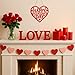 Otoolling Metal Happy Valentine's Day Wall Decor Sign Wreath Home Decor Heart Door Hanger for Front Door Red Decorative Hanging Sign Outdoor Indoor Room Window Wall Farmhouse Gifts