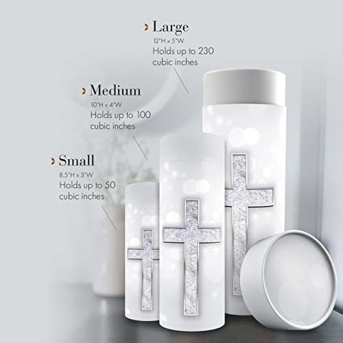 Image of Silver Cross Scattering Tubes for Human Ashes TSA Approved Scattering Urn and Eco-Friendly Biodegradable Urns for Human Ashes & Biodegradable Urn for Burial at Sea